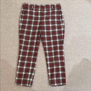 J. Crew Red Black White Plaid Cropped Pants